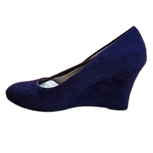 Dexter Marine Kylie Navy Faux Suede Wedge Heel Slip On Shoes Size 9 New in Box